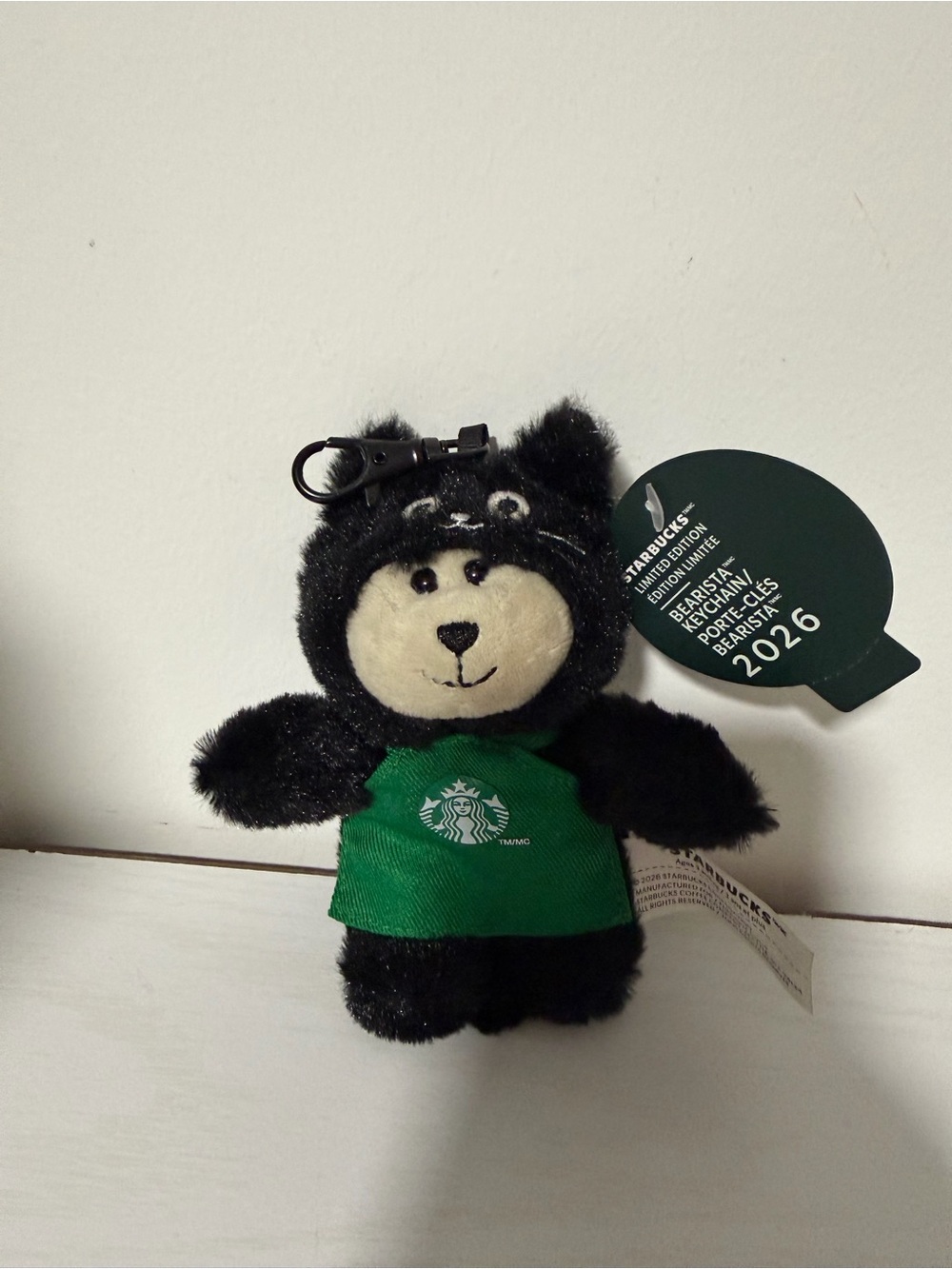 Starbucks 2026 Limited Edition Bearista Keychain Black Cat Halloween Plush NWT